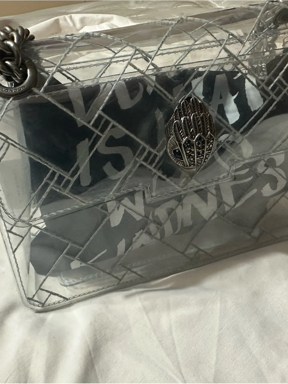 Kurt Geiger Transparent Quilted Crossbody with Silver Hardware